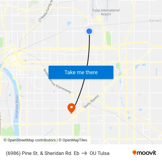 (6986) Pine St. & Sheridan Rd. Eb to OU Tulsa map