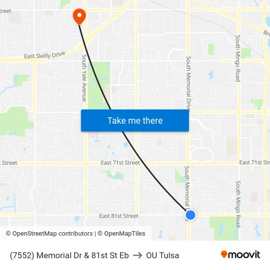 (7552) Memorial Dr & 81st St  Eb to OU Tulsa map