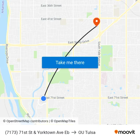 (7173) 71st St & Yorktown Ave Eb to OU Tulsa map