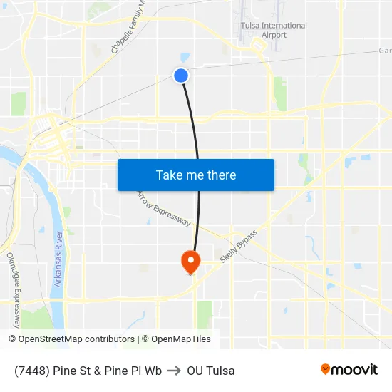 (7448) Pine St & Pine Pl Wb to OU Tulsa map