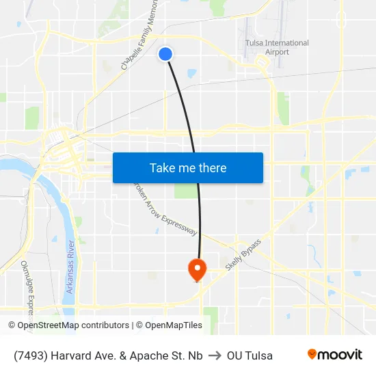 (7493) Harvard Ave. & Apache St. Nb to OU Tulsa map