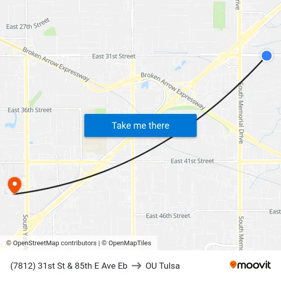 (7812) 31st St & 85th E Ave Eb to OU Tulsa map