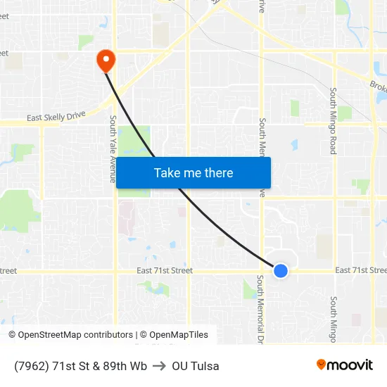 (7962) 71st St  & 89th Wb to OU Tulsa map