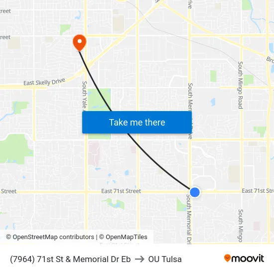 (7964) 71st St & Memorial Dr Eb to OU Tulsa map