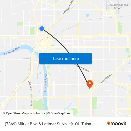 (7369) Mlk Jr Blvd & Latimer St Nb to OU Tulsa map