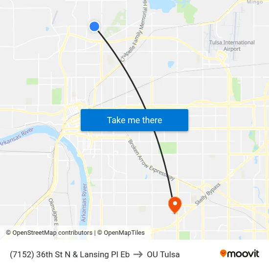 (7152) 36th St N & Lansing Pl Eb to OU Tulsa map