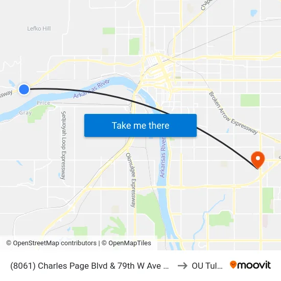 (8061) Charles Page Blvd & 79th W Ave Wb to OU Tulsa map