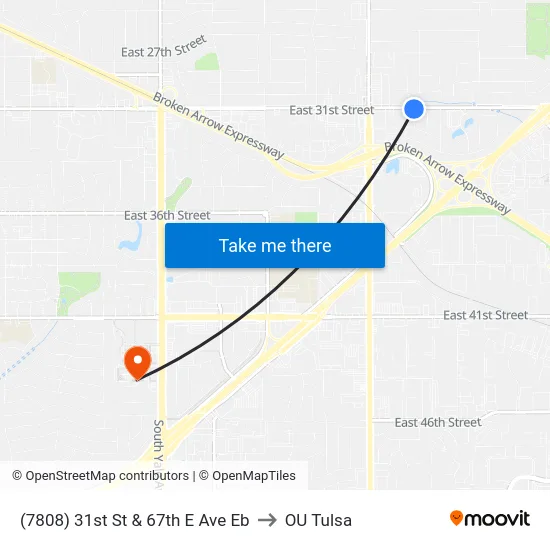 (7808) 31st St & 67th E Ave Eb to OU Tulsa map