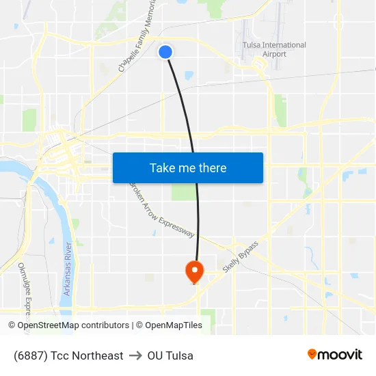 (6887) Tcc Northeast to OU Tulsa map