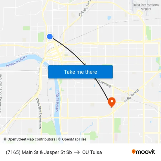 (7165) Main St & Jasper St Sb to OU Tulsa map