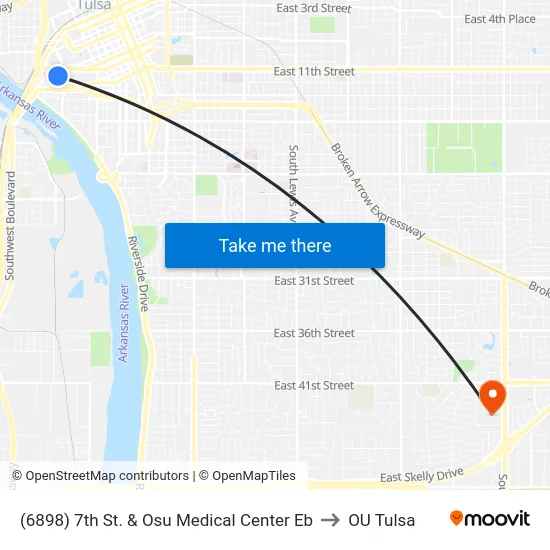(6898) 7th St. & Osu Medical Center Eb to OU Tulsa map
