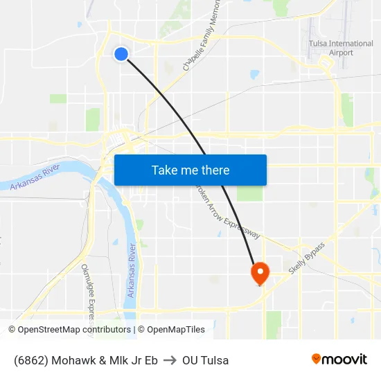(6862) Mohawk & Mlk Jr Eb to OU Tulsa map
