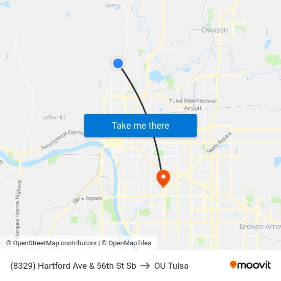 (8329) Hartford Ave & 56th St Sb to OU Tulsa map