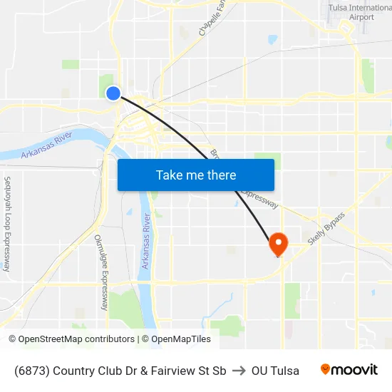 (6873) Country Club Dr & Fairview St Sb to OU Tulsa map