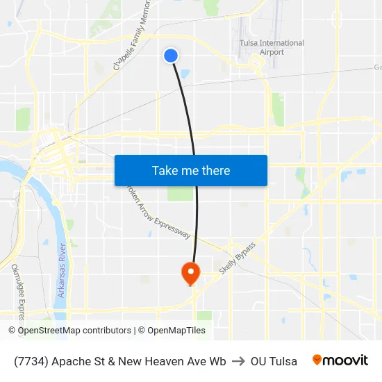 (7734) Apache St & New Heaven Ave Wb to OU Tulsa map