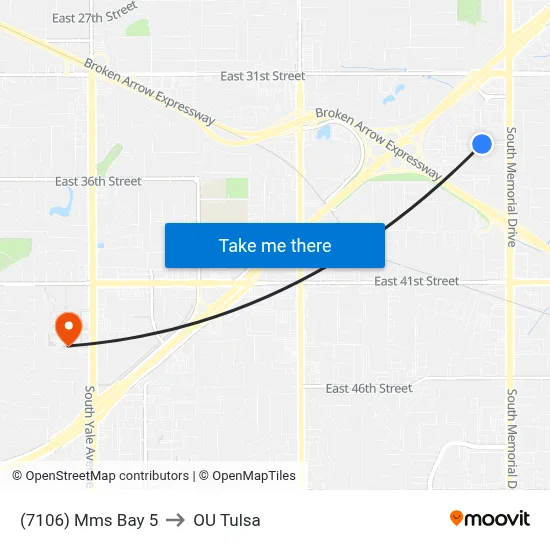 (7106) Mms Bay 5 to OU Tulsa map