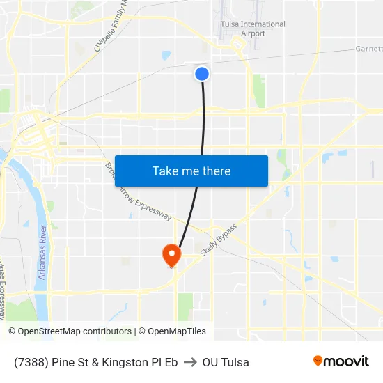 (7388) Pine St & Kingston Pl Eb to OU Tulsa map