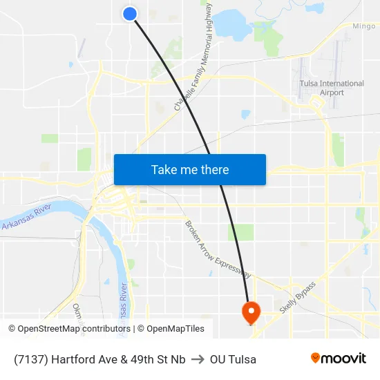 (7137) Hartford Ave & 49th St Nb to OU Tulsa map