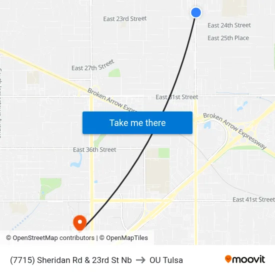 (7715) Sheridan Rd & 23rd St Nb to OU Tulsa map