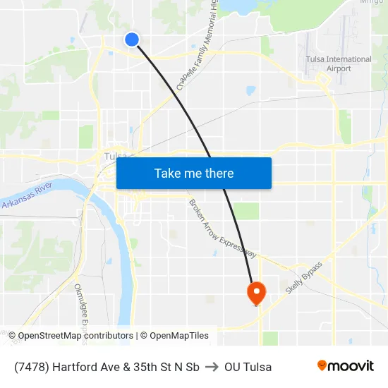 (7478) Hartford Ave & 35th St N Sb to OU Tulsa map