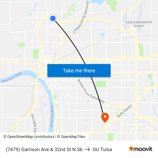 (7479) Garrison Ave & 32nd St N Sb to OU Tulsa map