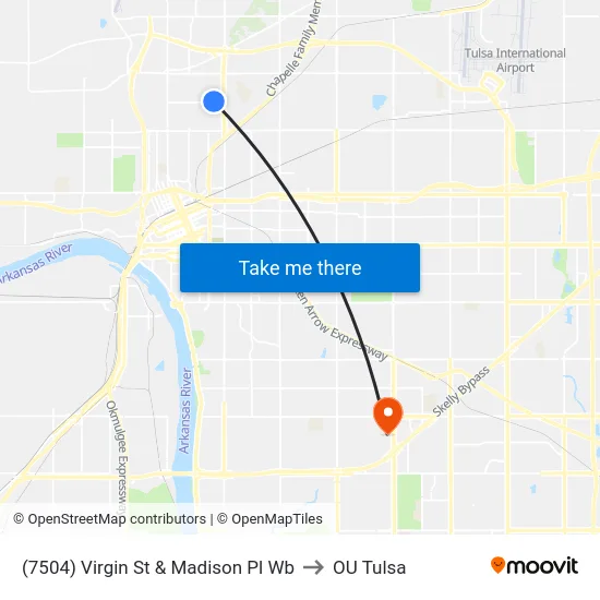 (7504) Virgin St & Madison Pl Wb to OU Tulsa map