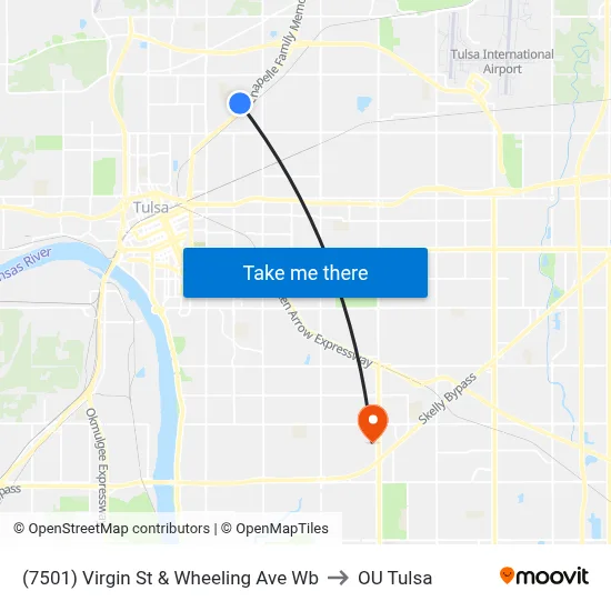 (7501) Virgin St & Wheeling Ave Wb to OU Tulsa map