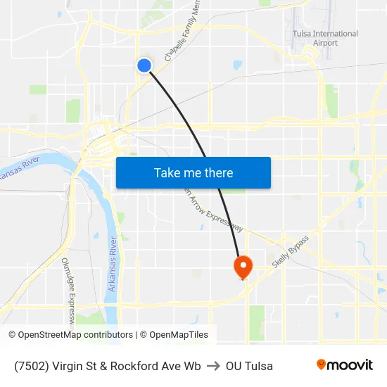 (7502) Virgin St & Rockford Ave Wb to OU Tulsa map
