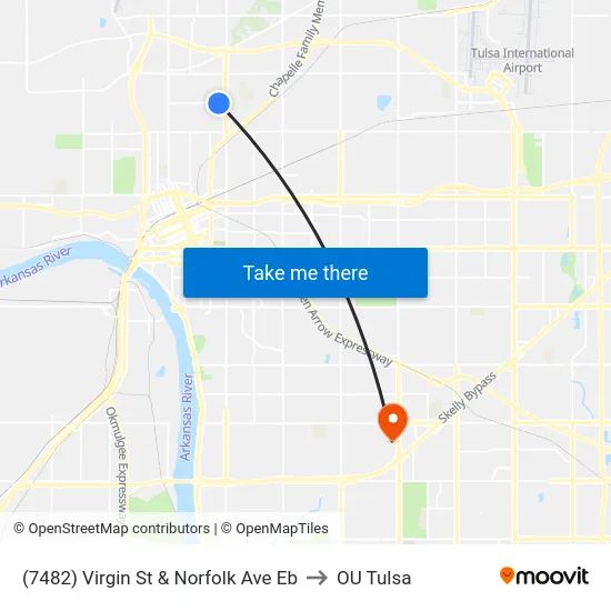 (7482) Virgin St & Norfolk Ave Eb to OU Tulsa map