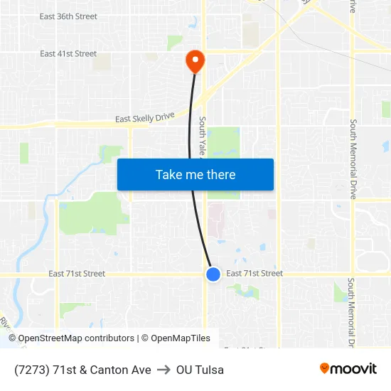 (7273) 71st & Canton Ave to OU Tulsa map
