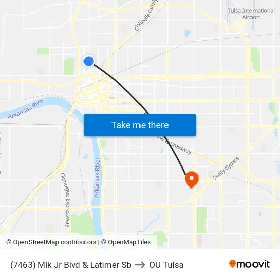 (7463) Mlk Jr Blvd & Latimer Sb to OU Tulsa map