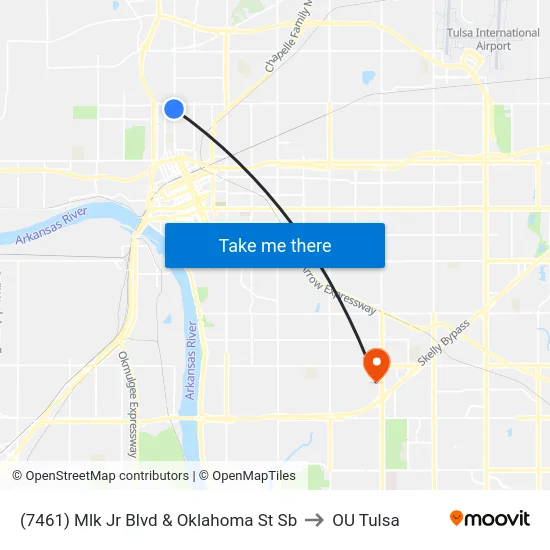 (7461) Mlk Jr Blvd & Oklahoma St Sb to OU Tulsa map