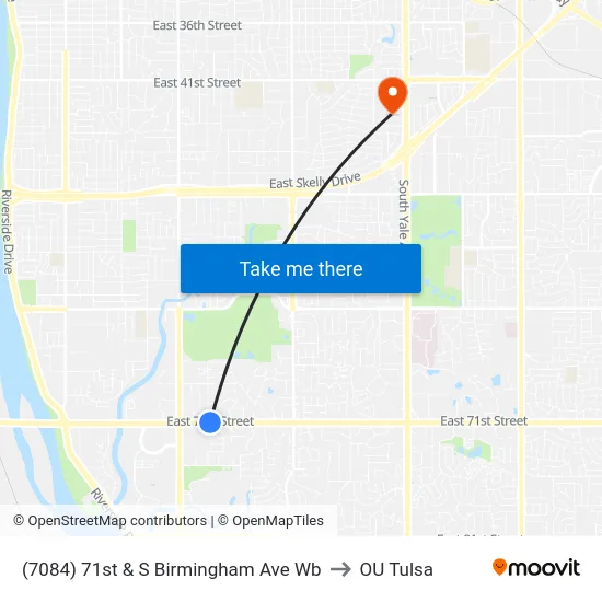 (7084) 71st & S Birmingham Ave Wb to OU Tulsa map