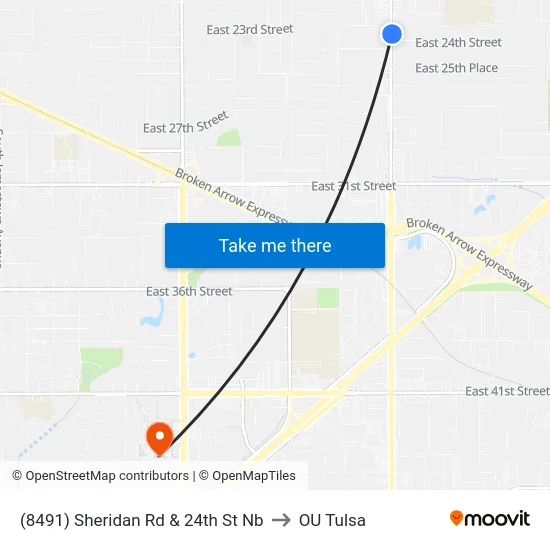 (8491) Sheridan Rd & 24th St Nb to OU Tulsa map