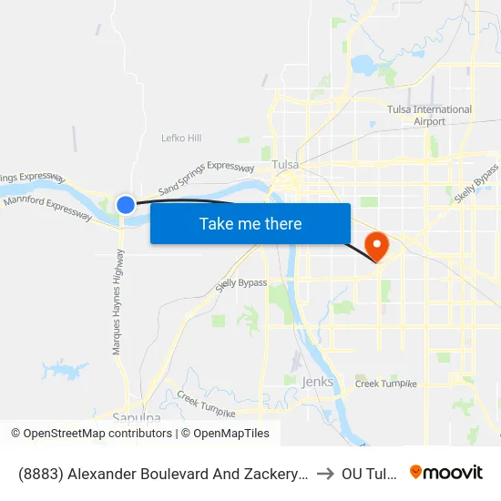 (8883) Alexander Boulevard And Zackery P to OU Tulsa map