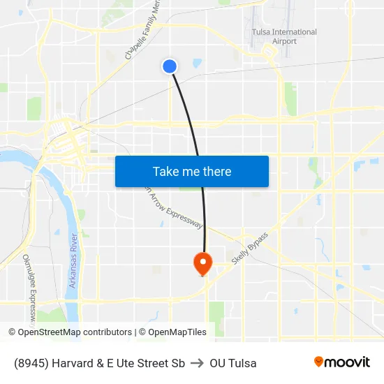 (8945) Harvard & E Ute Street Sb to OU Tulsa map