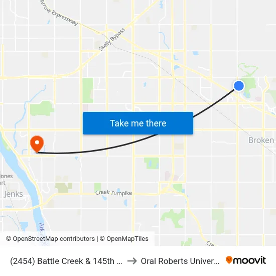 (2454) Battle Creek & 145th Ave to Oral Roberts University map