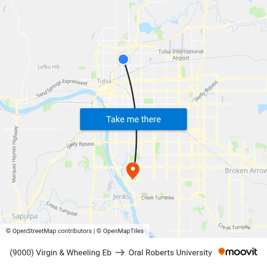 (9000) Virgin & Wheeling Eb to Oral Roberts University map