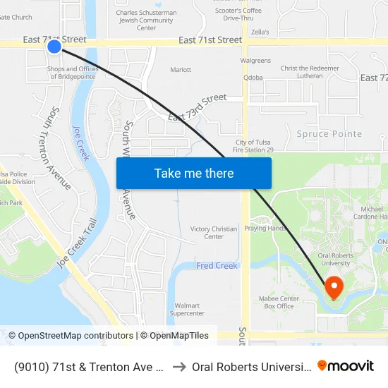 (9010) 71st & Trenton Ave Eb to Oral Roberts University map
