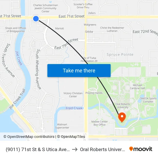 (9011) 71st St & S Utica Ave Eb to Oral Roberts University map