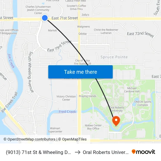 (9013) 71st St & Wheeling Dr Wb to Oral Roberts University map