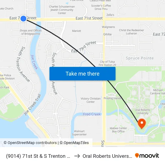 (9014) 71st St & S Trenton Wb to Oral Roberts University map