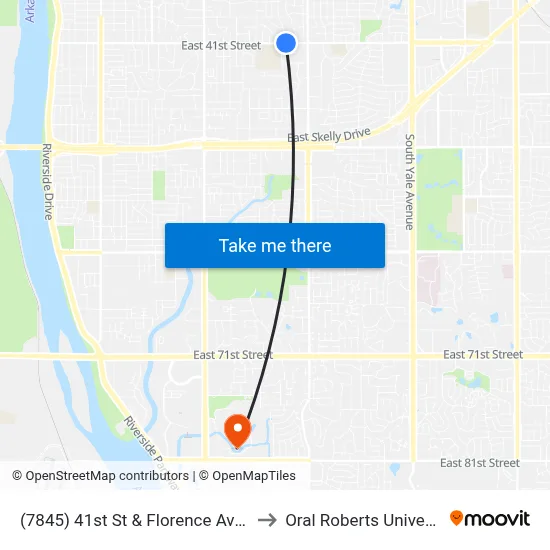 (7845) 41st St & Florence Ave Wb to Oral Roberts University map