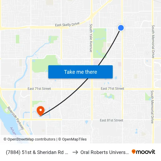(7884) 51st & Sheridan Rd Wb to Oral Roberts University map