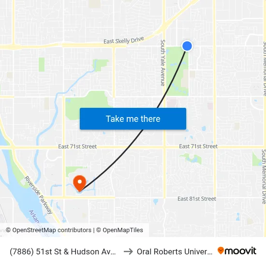 (7886) 51st St & Hudson Ave Wb to Oral Roberts University map