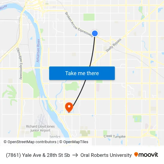 (7861) Yale Ave & 28th St Sb to Oral Roberts University map