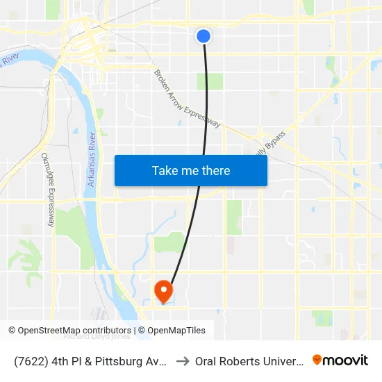 (7622) 4th Pl & Pittsburg Ave Eb to Oral Roberts University map