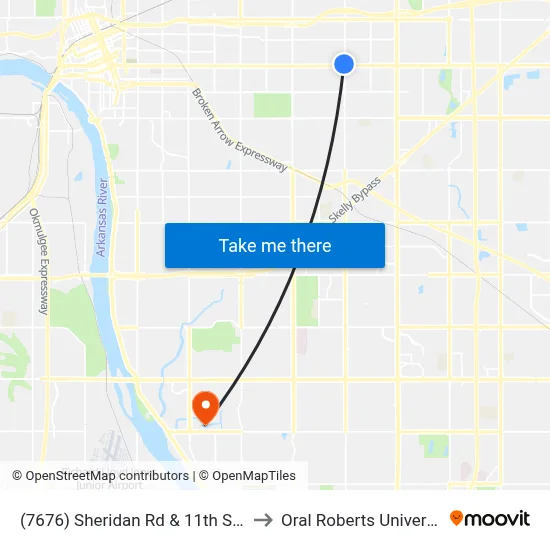 (7676) Sheridan Rd & 11th St Sb to Oral Roberts University map