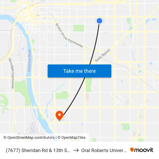 (7677) Sheridan Rd & 13th St Sb to Oral Roberts University map