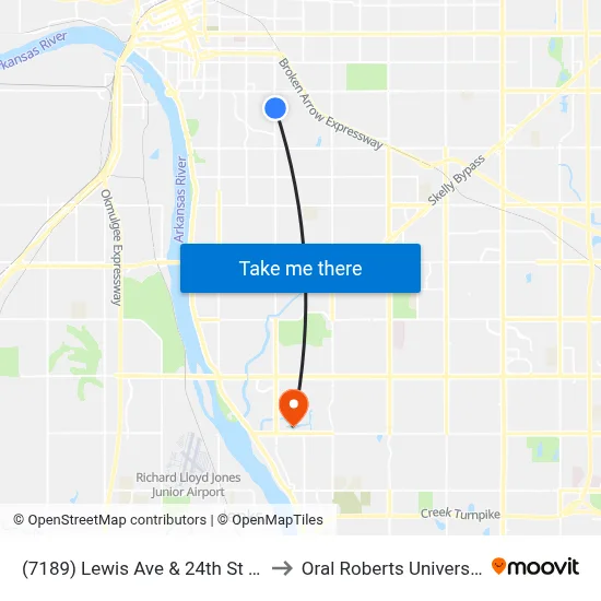 (7189) Lewis Ave & 24th St Nb to Oral Roberts University map